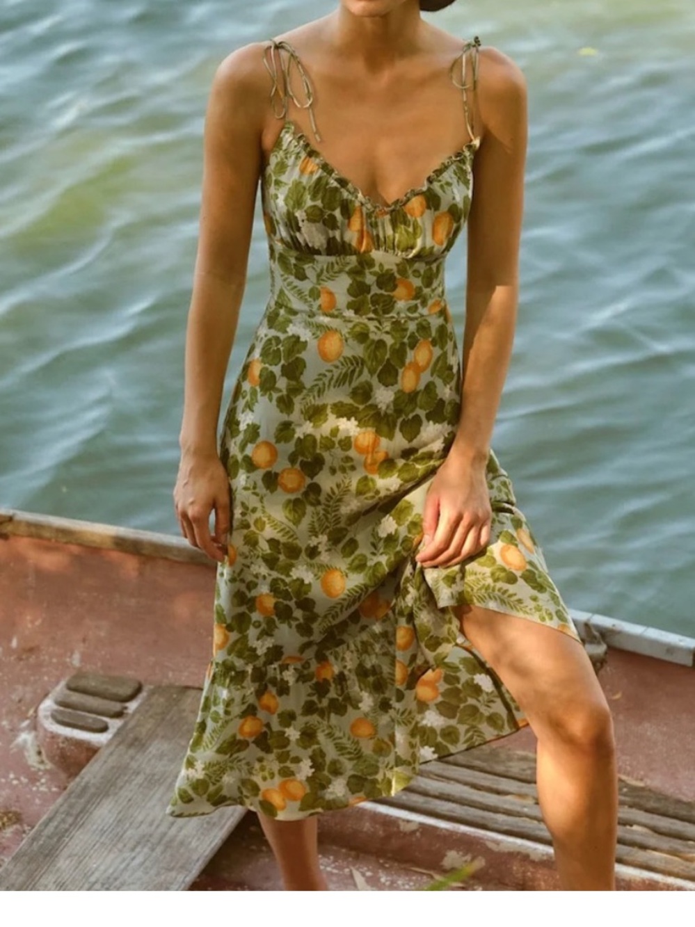 Reformation Olive Green Orange Embry Dress Size 4